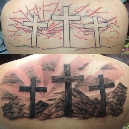 Tattoos - Black and Gray Cross - 119835